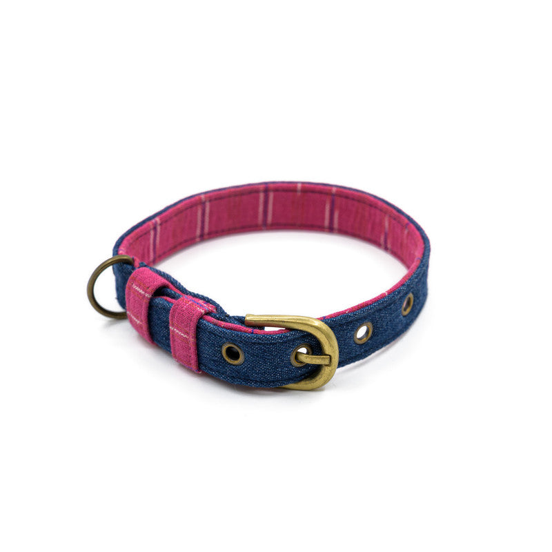 Blue Denim Fabric Belt Collar