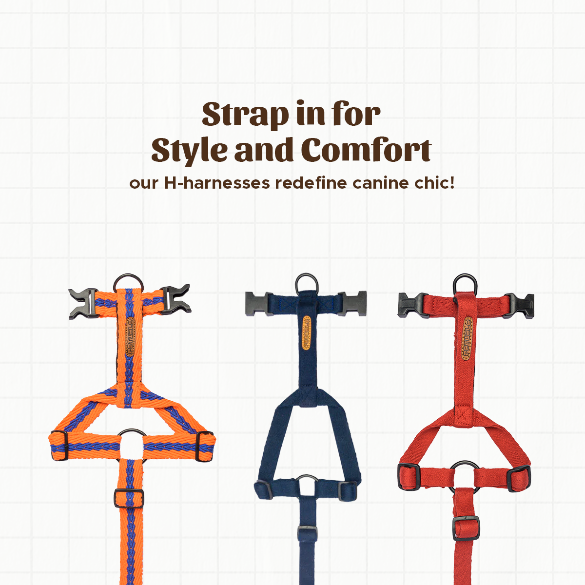 Navy Blue Cotton H-Harness