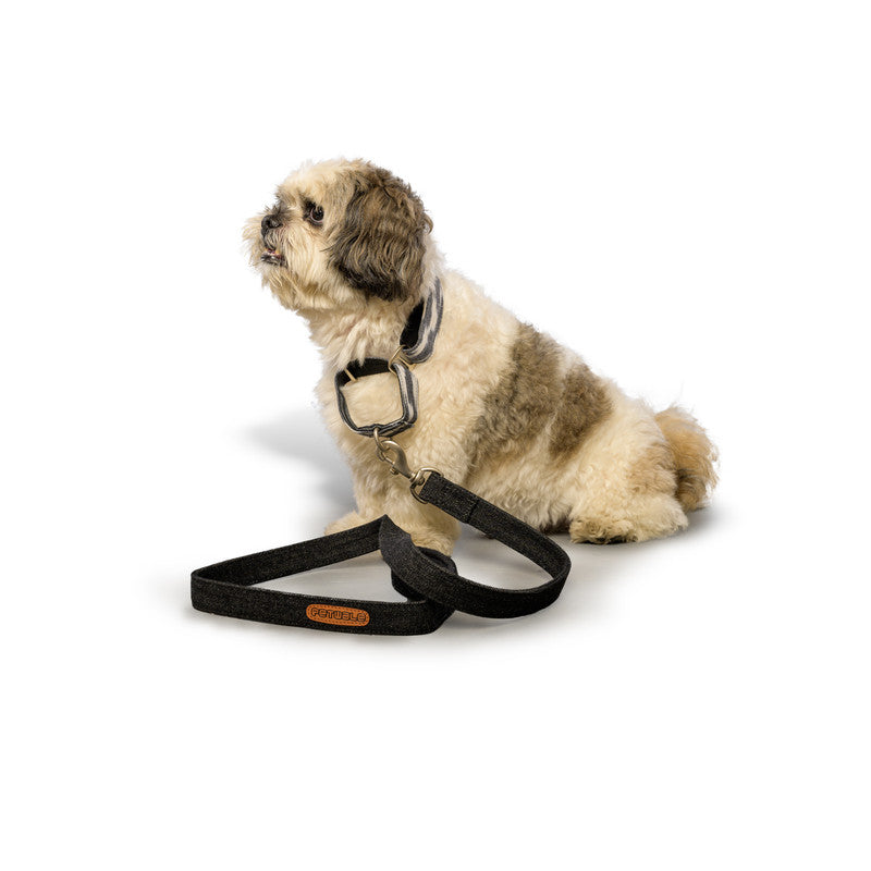 Black Denim Fabric Leash with padded handle