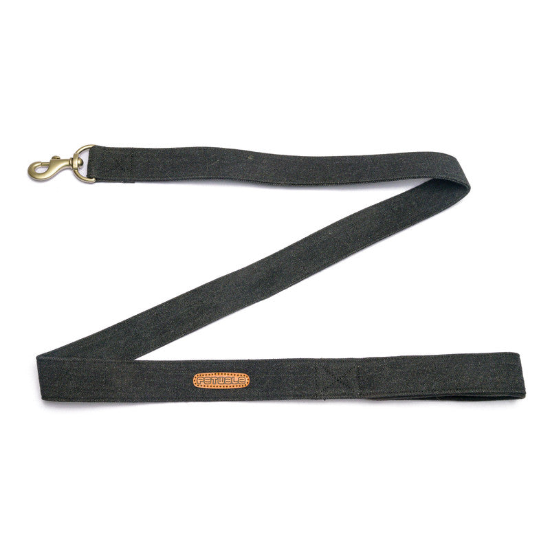 Black Denim Fabric Leash with padded handle
