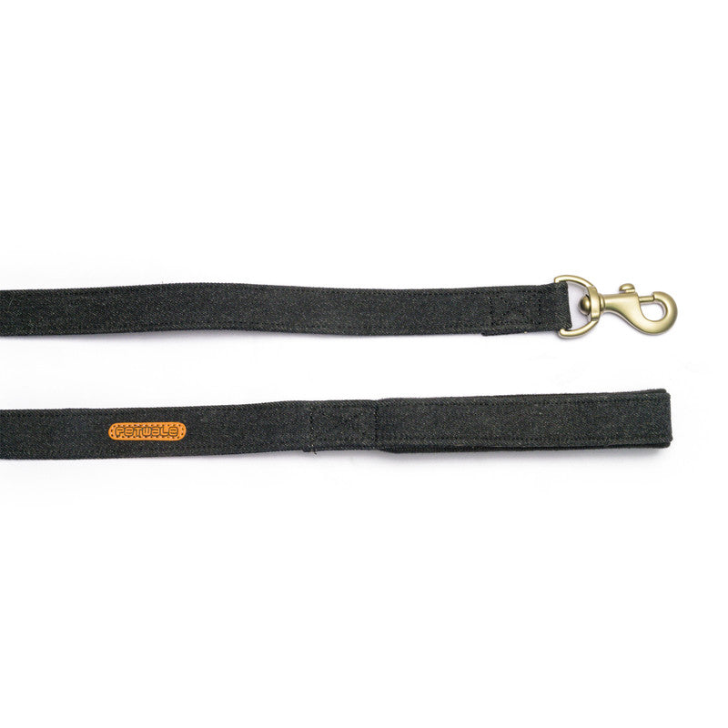 Black Denim Fabric Leash with padded handle