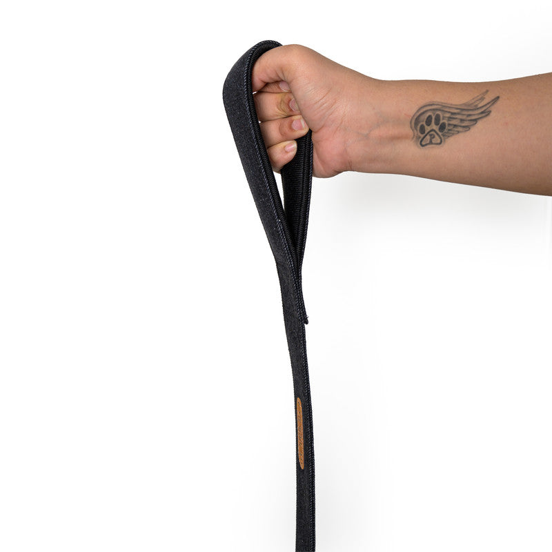 Black Denim Fabric Leash with padded handle