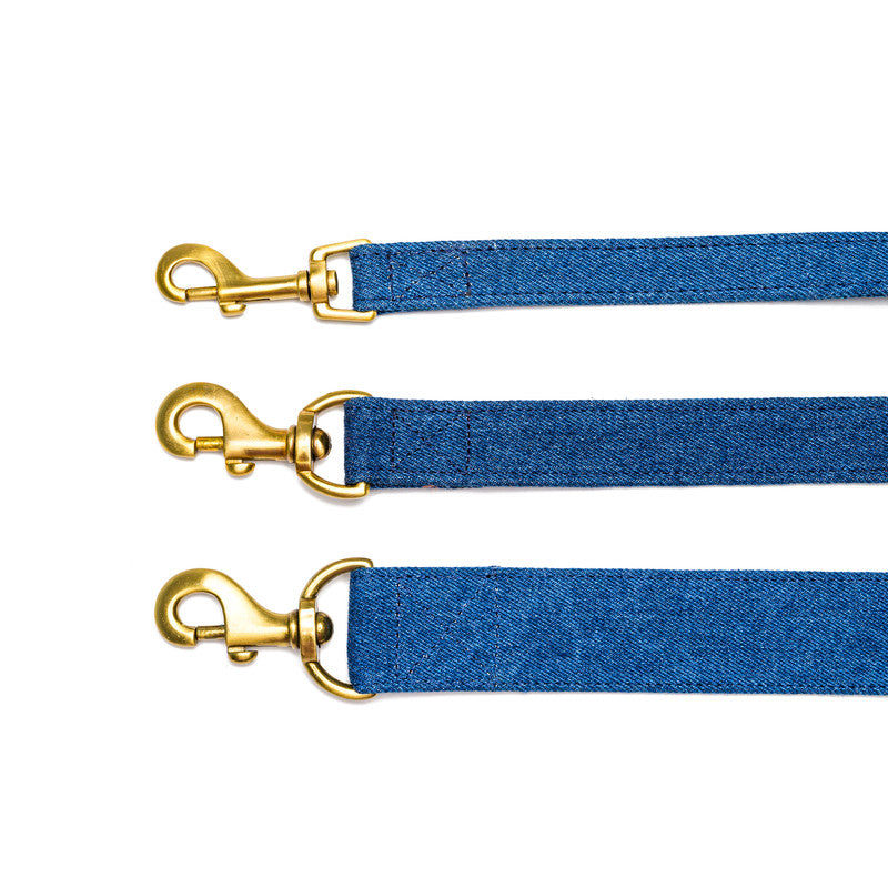Blue Denim Fabric Leash with padded handle