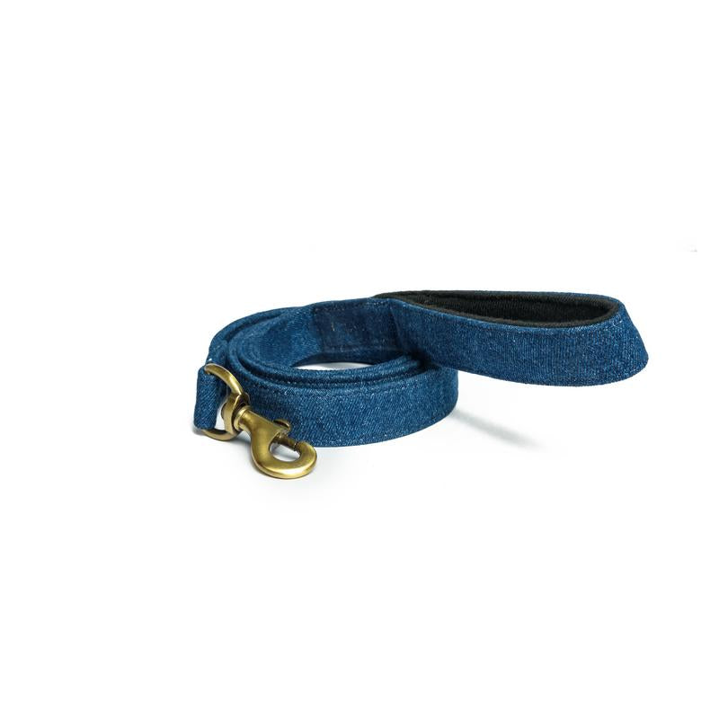 Blue Denim Fabric Leash with padded handle