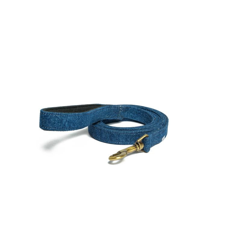 Blue Denim Fabric Leash with padded handle