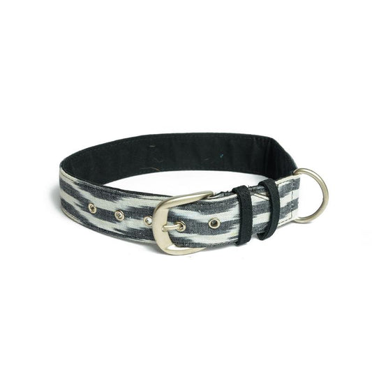 Ikat B&W Fabric Belt Collar