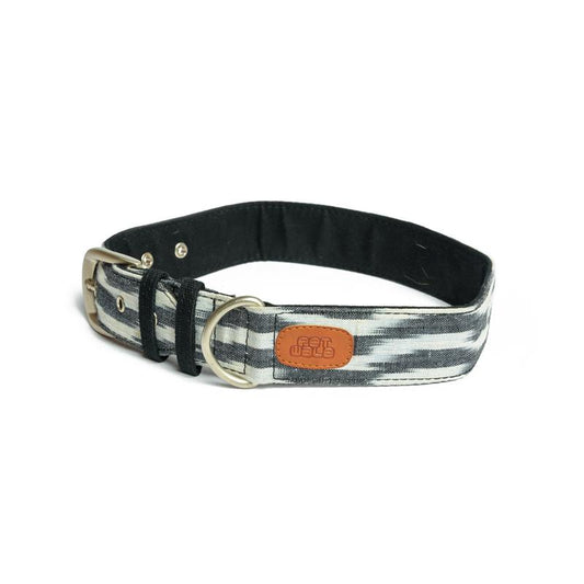Ikat B&W Fabric Belt Collar
