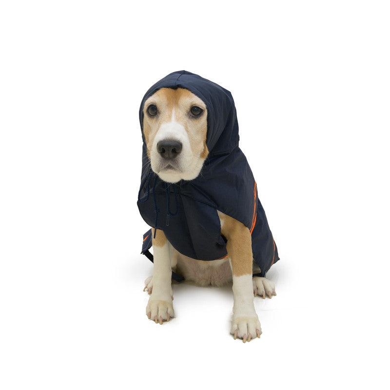 Navy Blue Raincoat with Reflective Strips