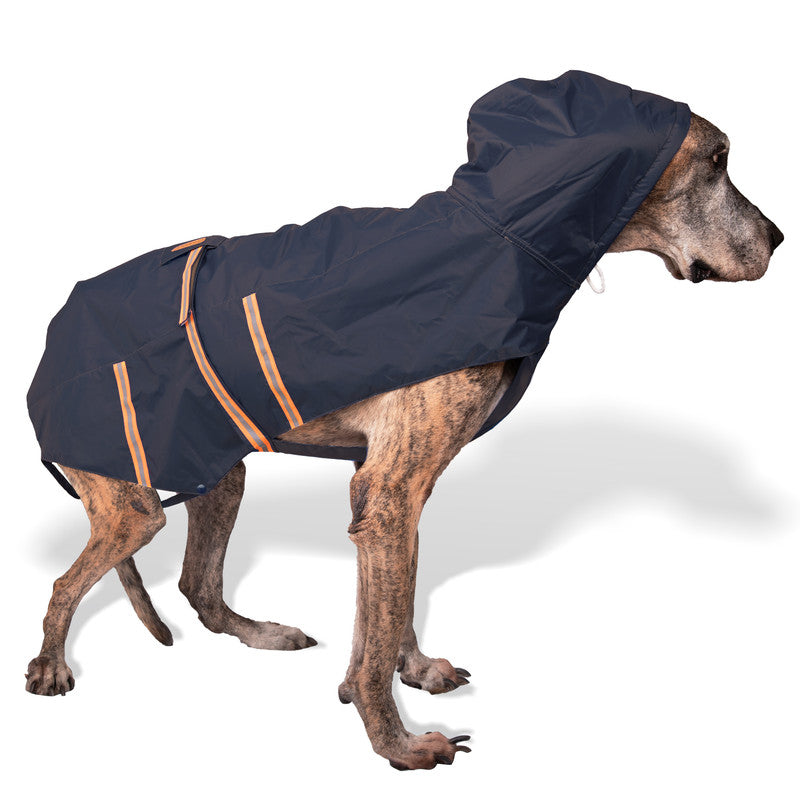 Navy Blue Raincoat with Reflective Strips