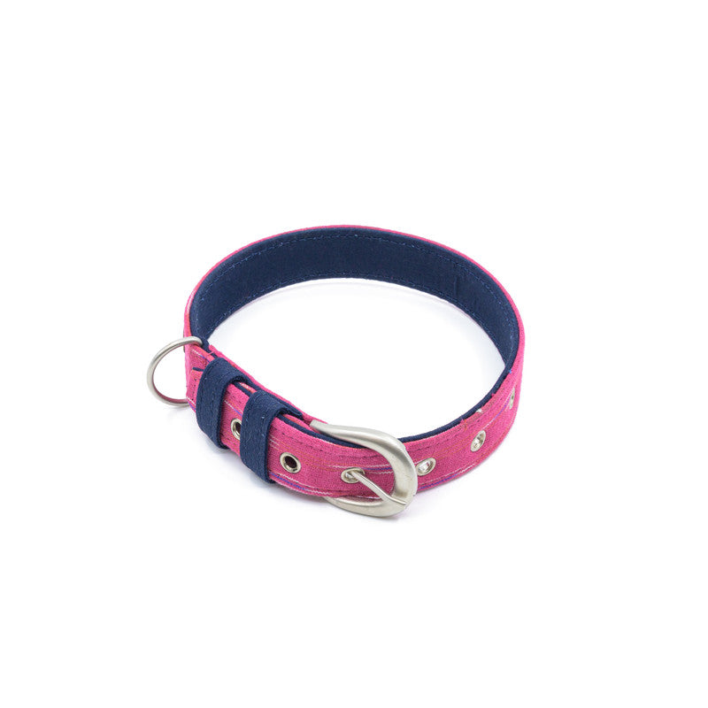Pink Ikat Fabric Belt Collar