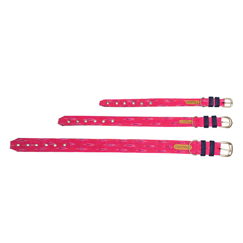 Pink Ikat Fabric Belt Collar