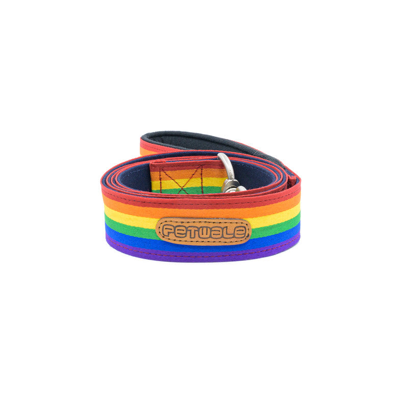 Rainbow Pride Fabric Leash with Padded Handle
