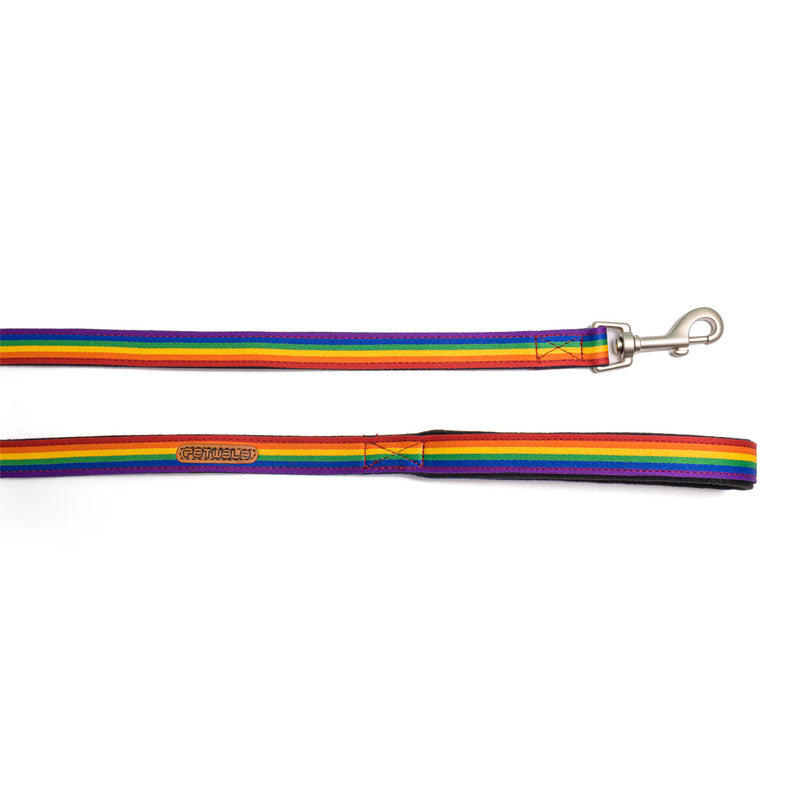 Rainbow Pride Fabric Leash with Padded Handle
