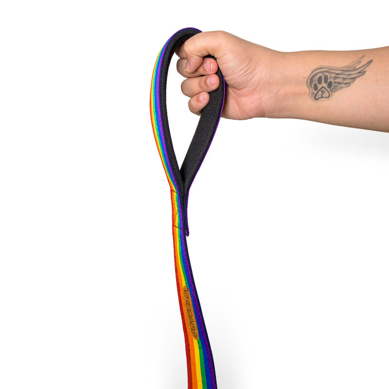 Rainbow Pride Fabric Leash with Padded Handle