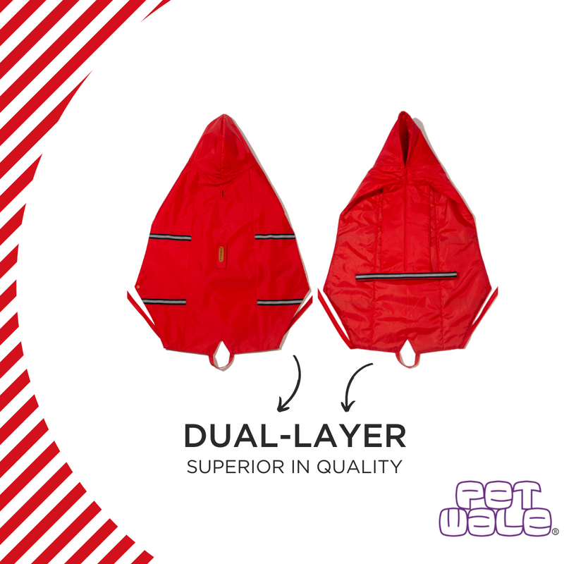 Red Raincoat with Reflective Strips