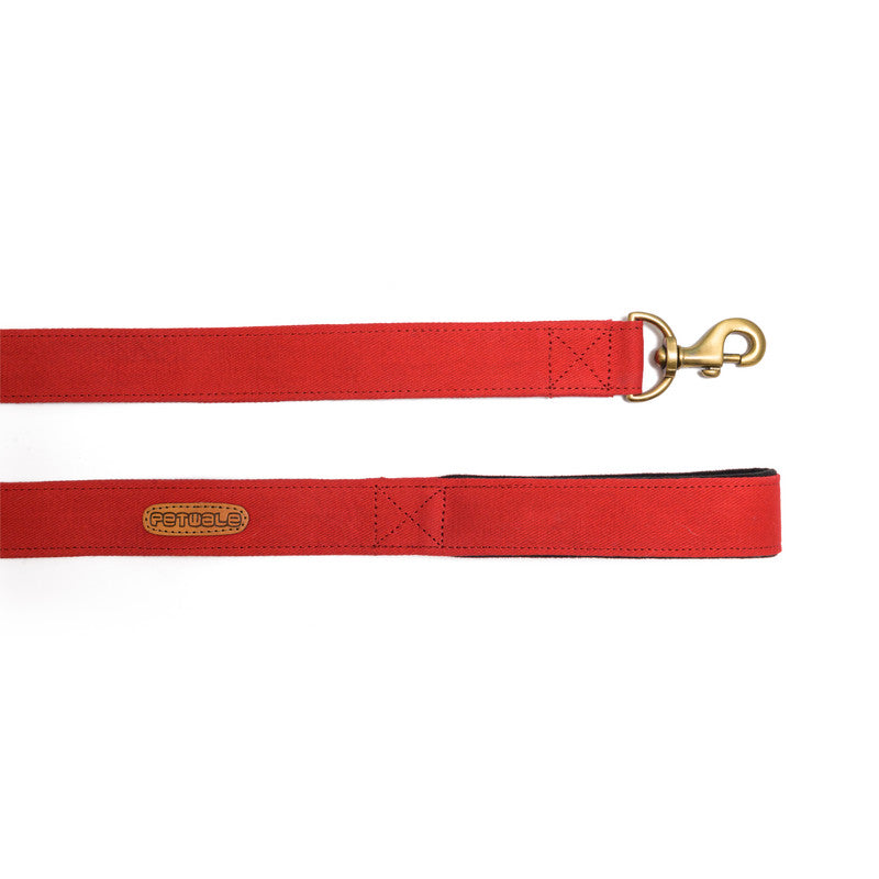 Red Fabric Leash with Padded Handle