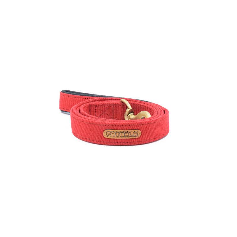Red Fabric Leash with Padded Handle