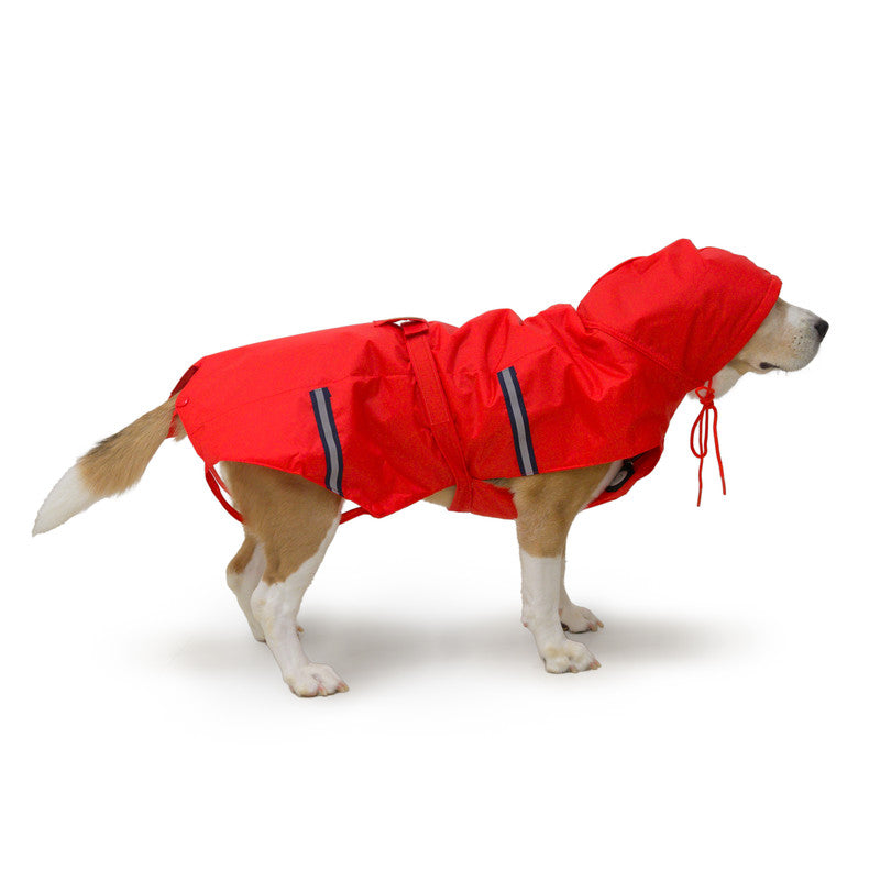 Red Raincoat with Reflective Strips