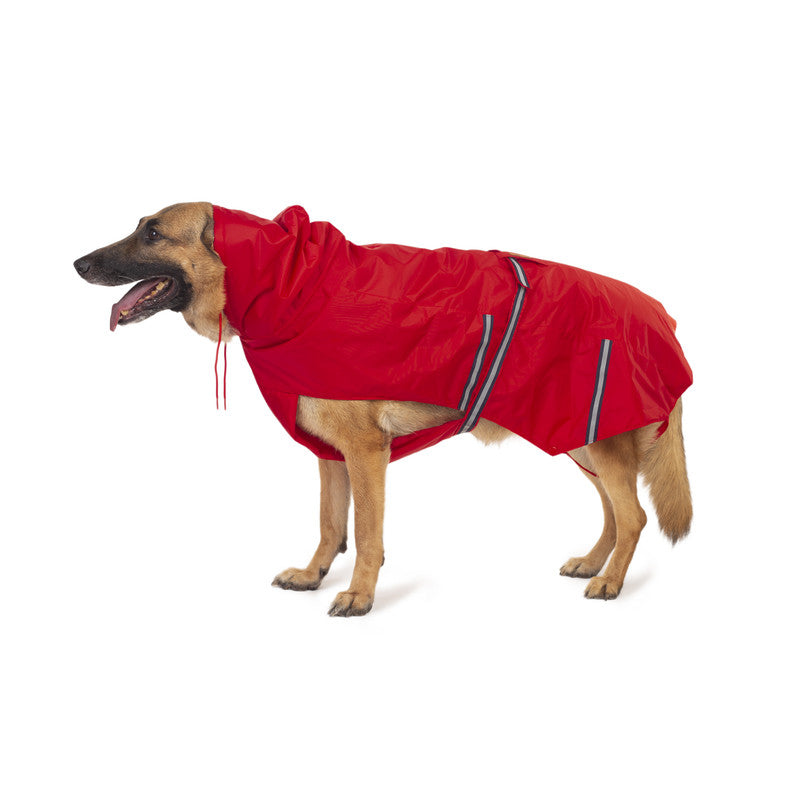Red Raincoat with Reflective Strips