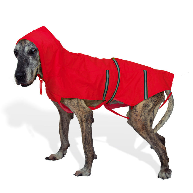 Red Raincoat with Reflective Strips