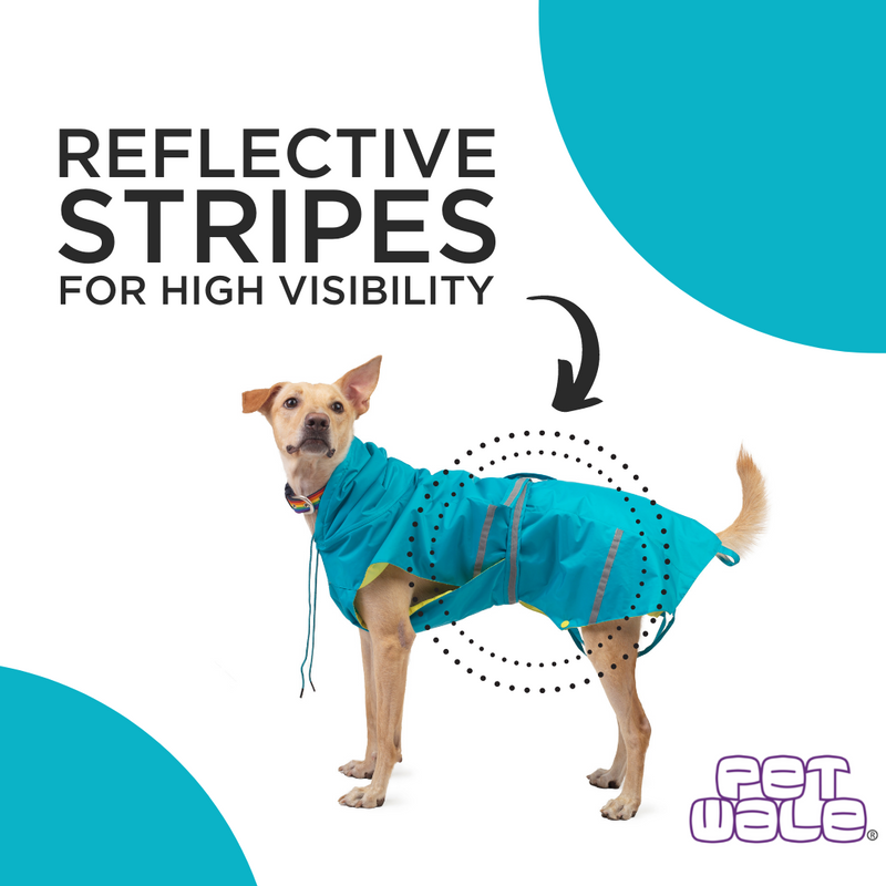 Turquoise Raincoat with Reflective Strips
