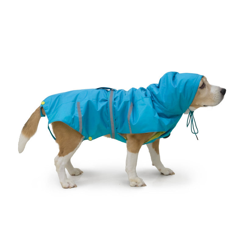 Turquoise Raincoat with Reflective Strips