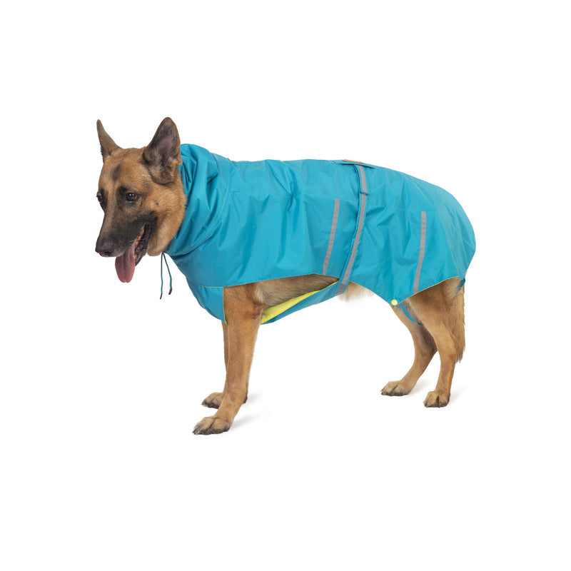 Turquoise Raincoat with Reflective Strips