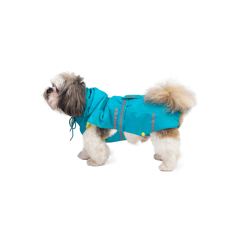Turquoise Raincoat with Reflective Strips