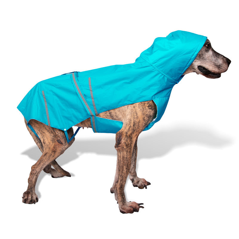 Turquoise Raincoat with Reflective Strips