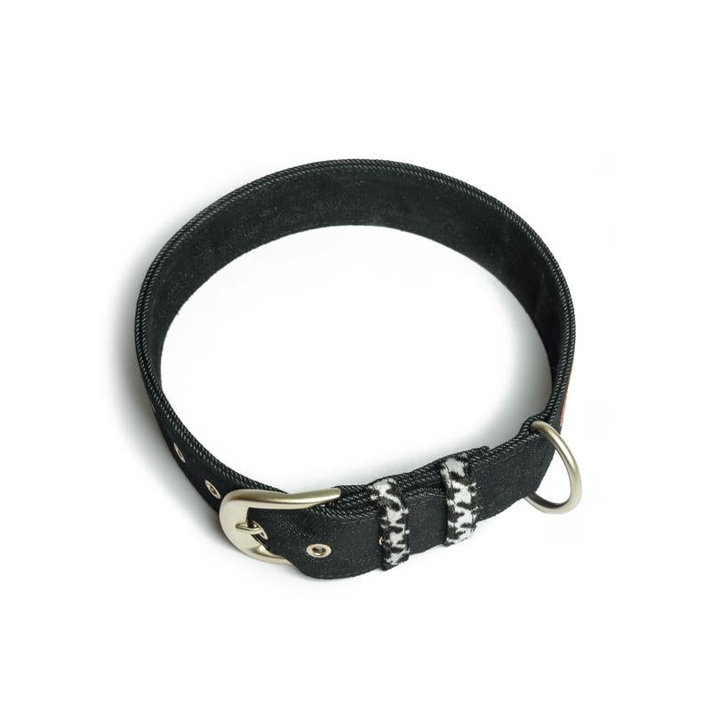 Black Denim Fabric Belt Collar
