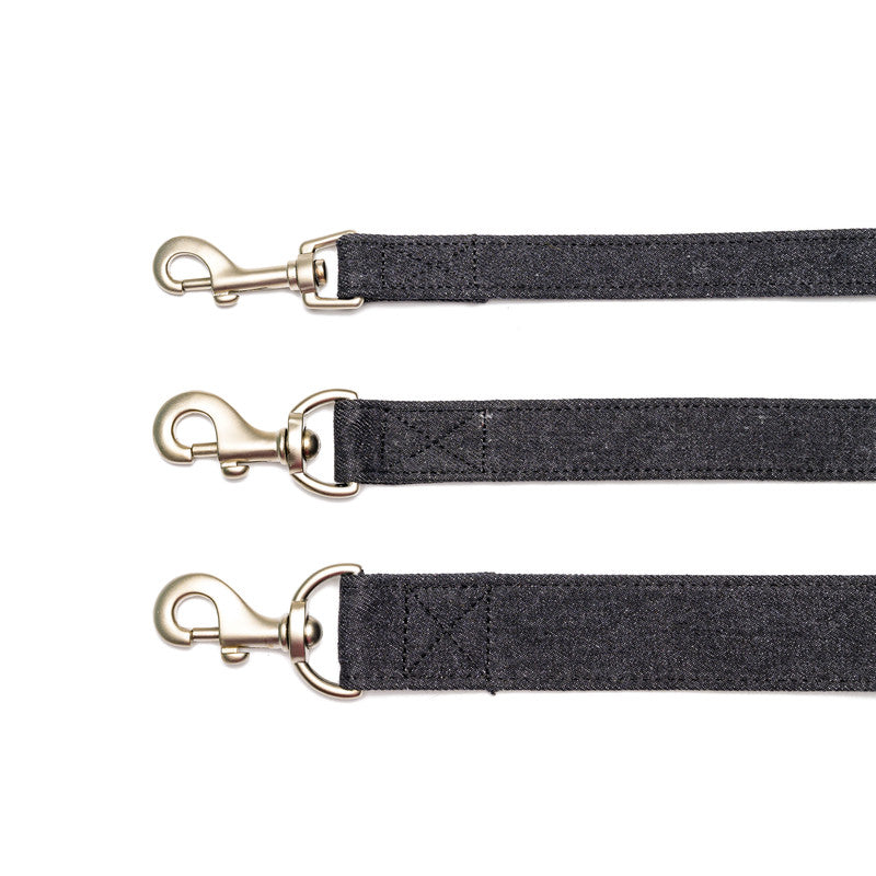 Black Denim Fabric Leash with padded handle