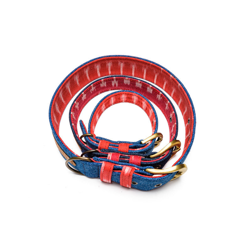 Blue Denim Fabric Belt Collar
