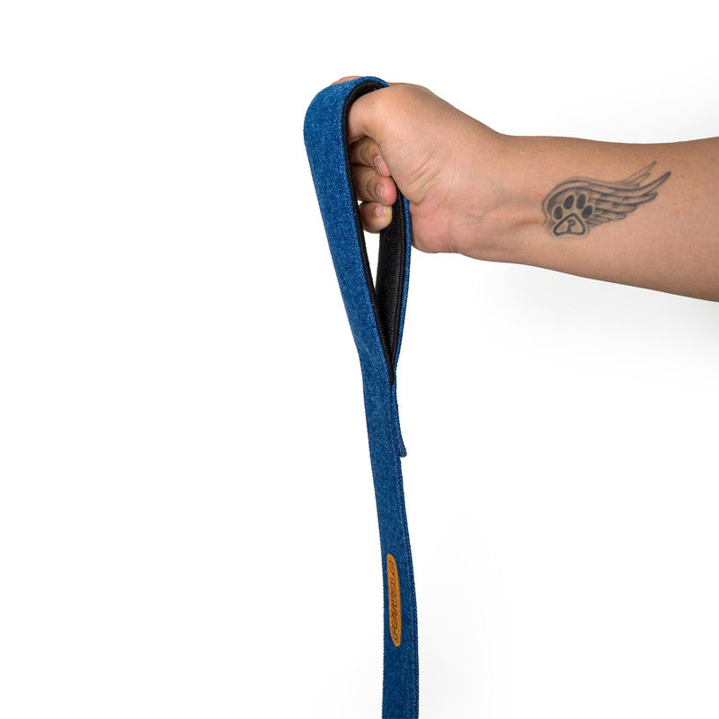 Blue Denim Fabric Leash with padded handle