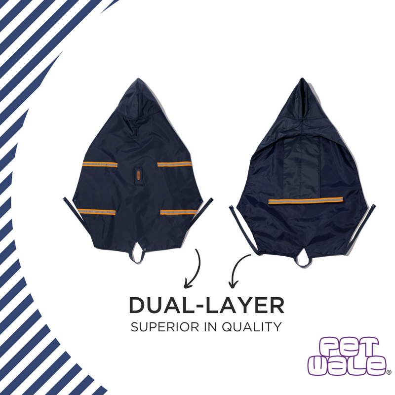 Navy Blue Raincoat with Reflective Strips