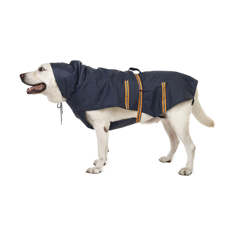 Navy Blue Raincoat with Reflective Strips