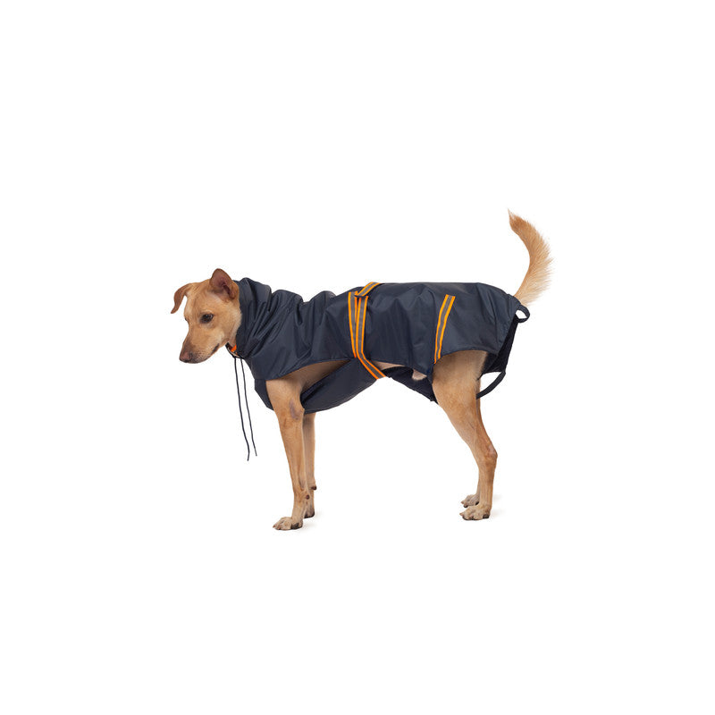 Navy Blue Raincoat with Reflective Strips