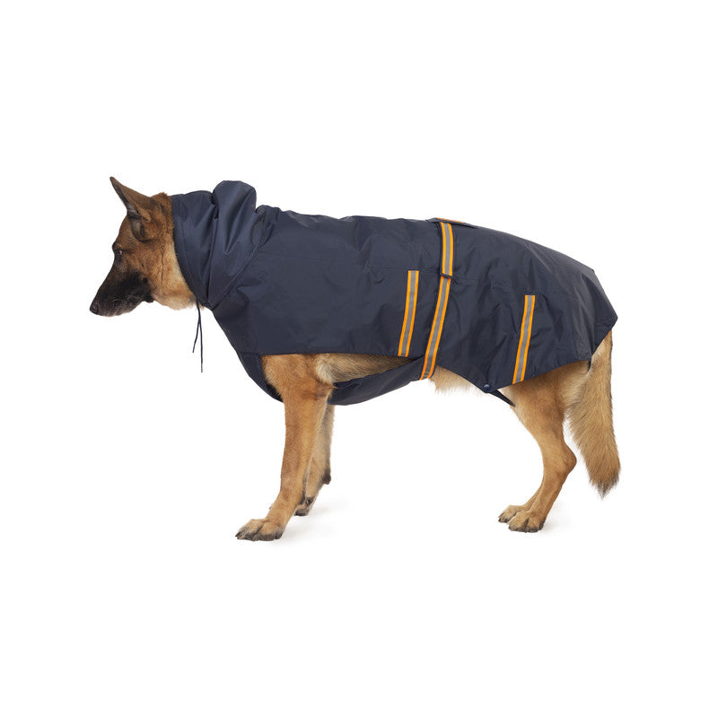 Navy Blue Raincoat with Reflective Strips
