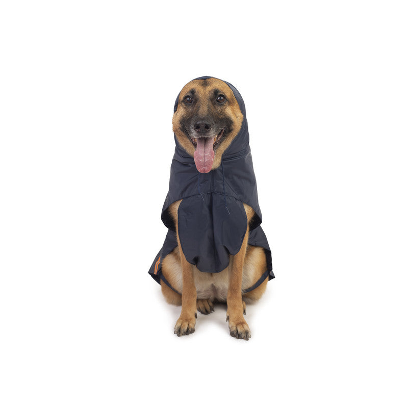 Navy Blue Raincoat with Reflective Strips