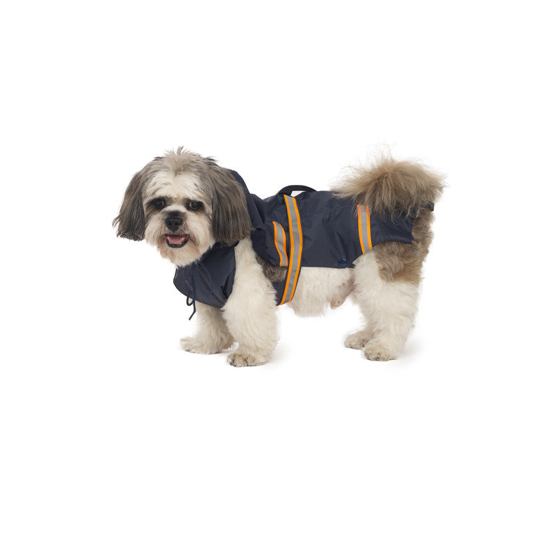 Navy Blue Raincoat with Reflective Strips