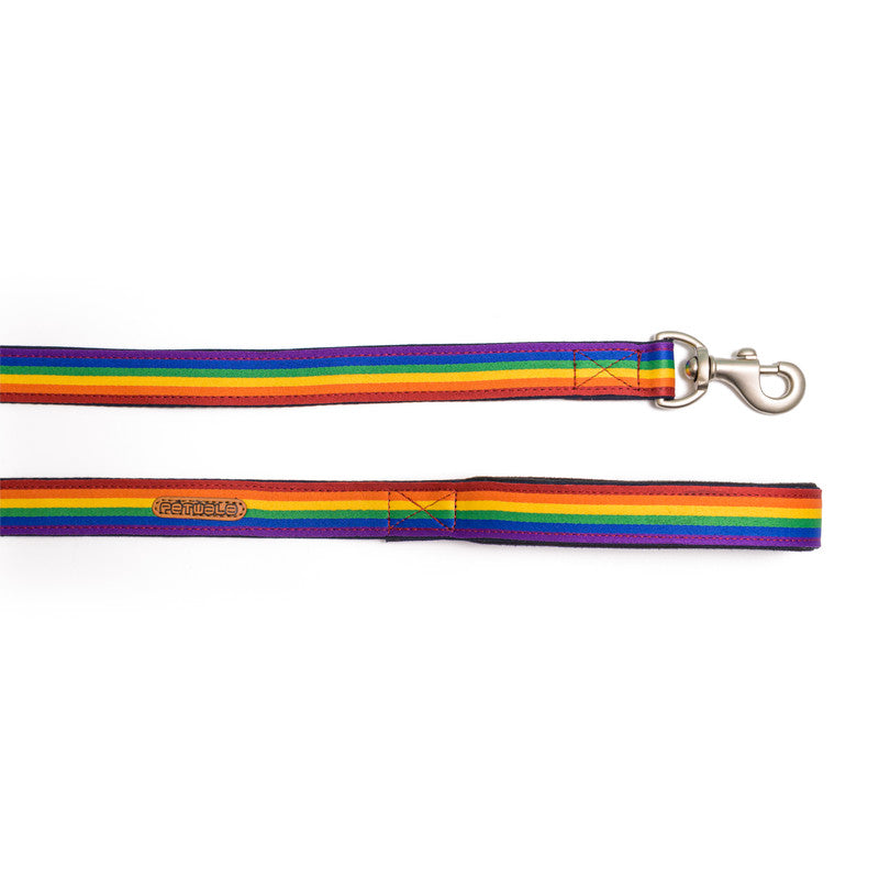 Rainbow Pride Fabric Leash with Padded Handle