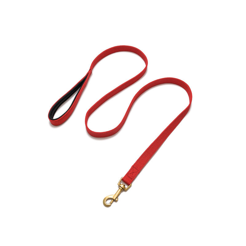 Red Fabric Leash with Padded Handle