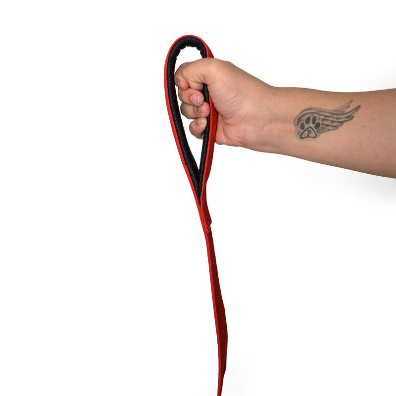 Red Fabric Leash with Padded Handle