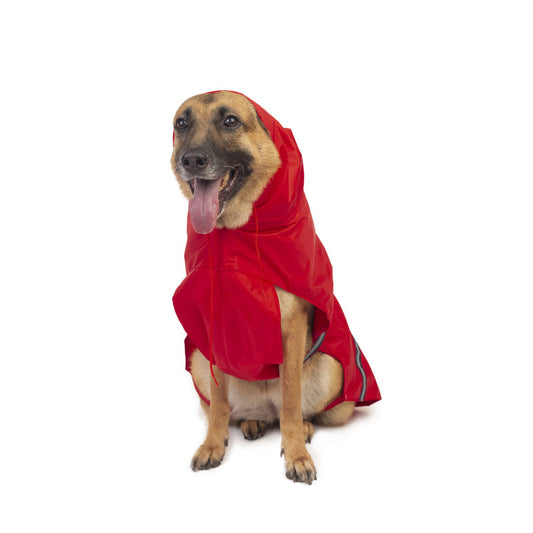 Red Raincoat with Reflective Strips