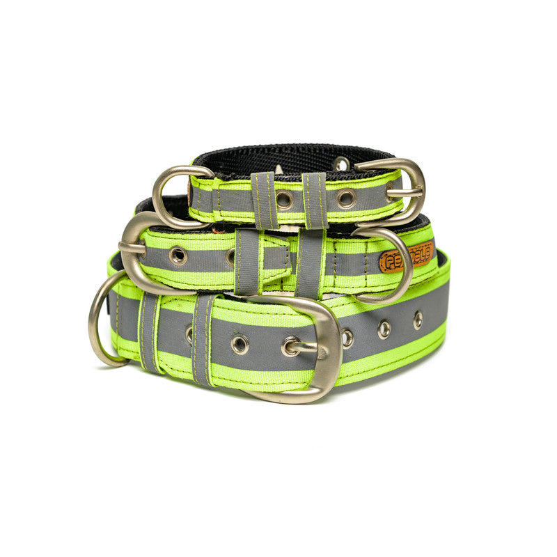 Reflective Green Nylon Belt Collar