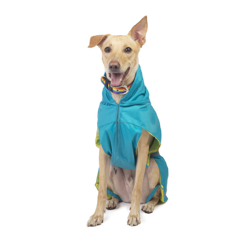 Turquoise Raincoat with Reflective Strips